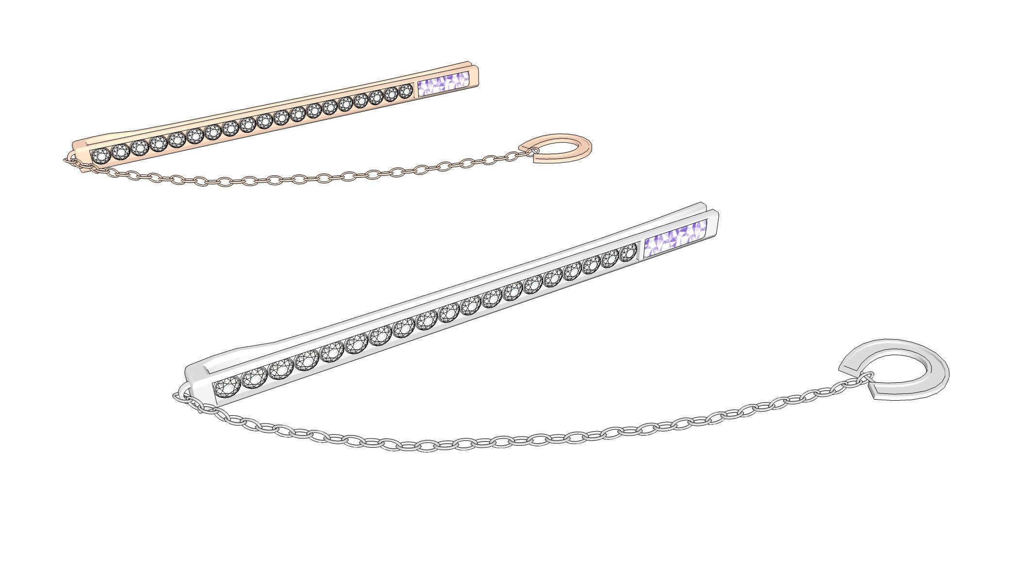 5 types of tie pins 3D model CGTrader