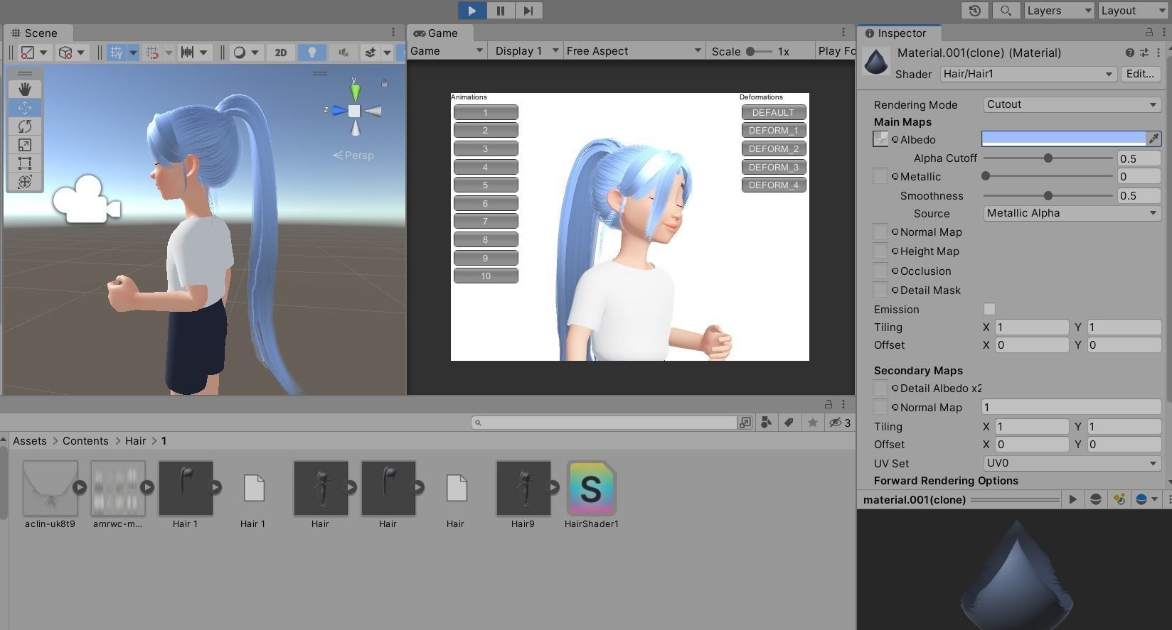 3D model Hair 3D Model Zepeto Prefab Unity FBX 001 VR / AR / low-poly ...