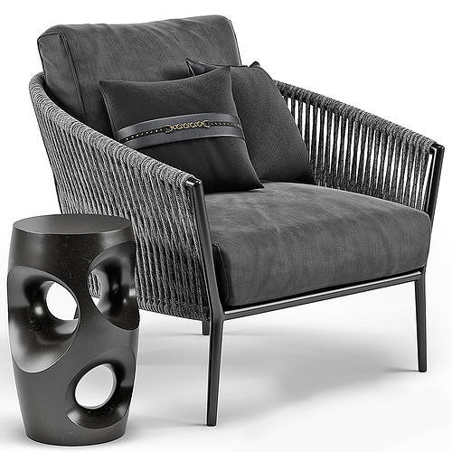 Catalina Outdoor Lounge Chair Side End Table 3D model CGTrader
