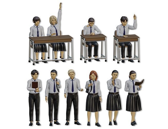 Students Diorama Pack 3D model 3D printable | CGTrader