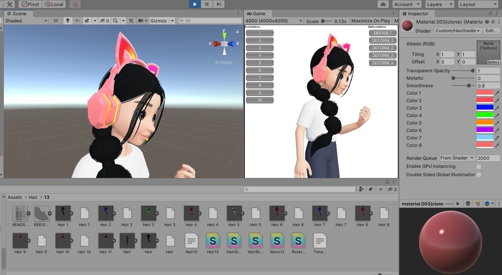 Zepeto Studio Unity 3D model Hair with LED Headset 3D Modeling Zepeto Unity Prefab FBX VR ...