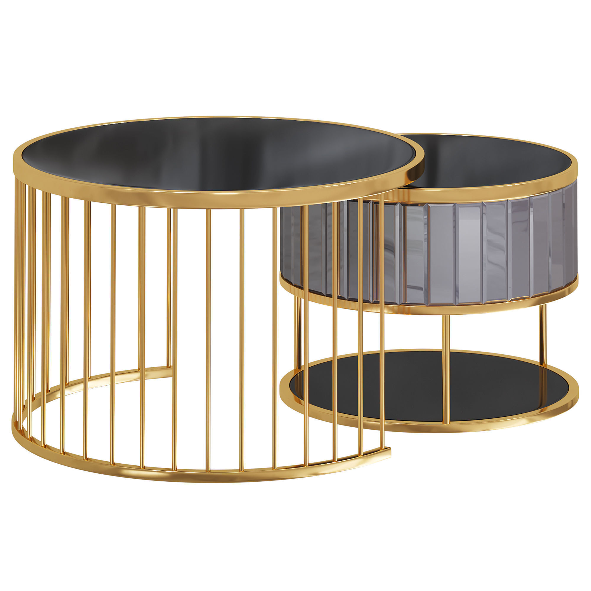 gold black nesting coffee table by laskasas 3D model | CGTrader