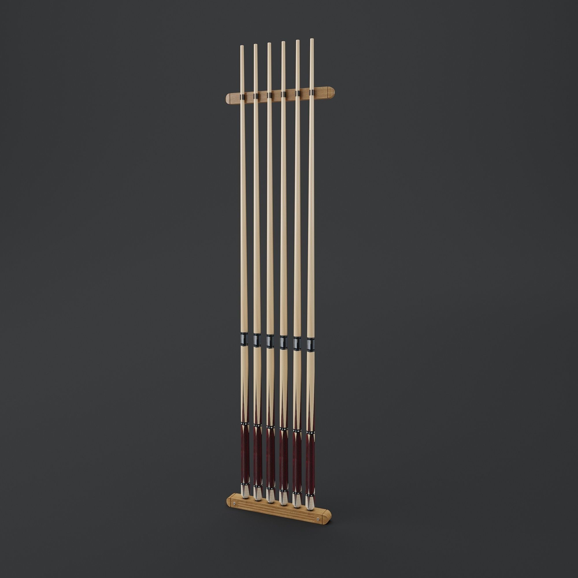 Fat Cat Oak 6 Cue 2Piece Wall Cue Rack 3D model CGTrader