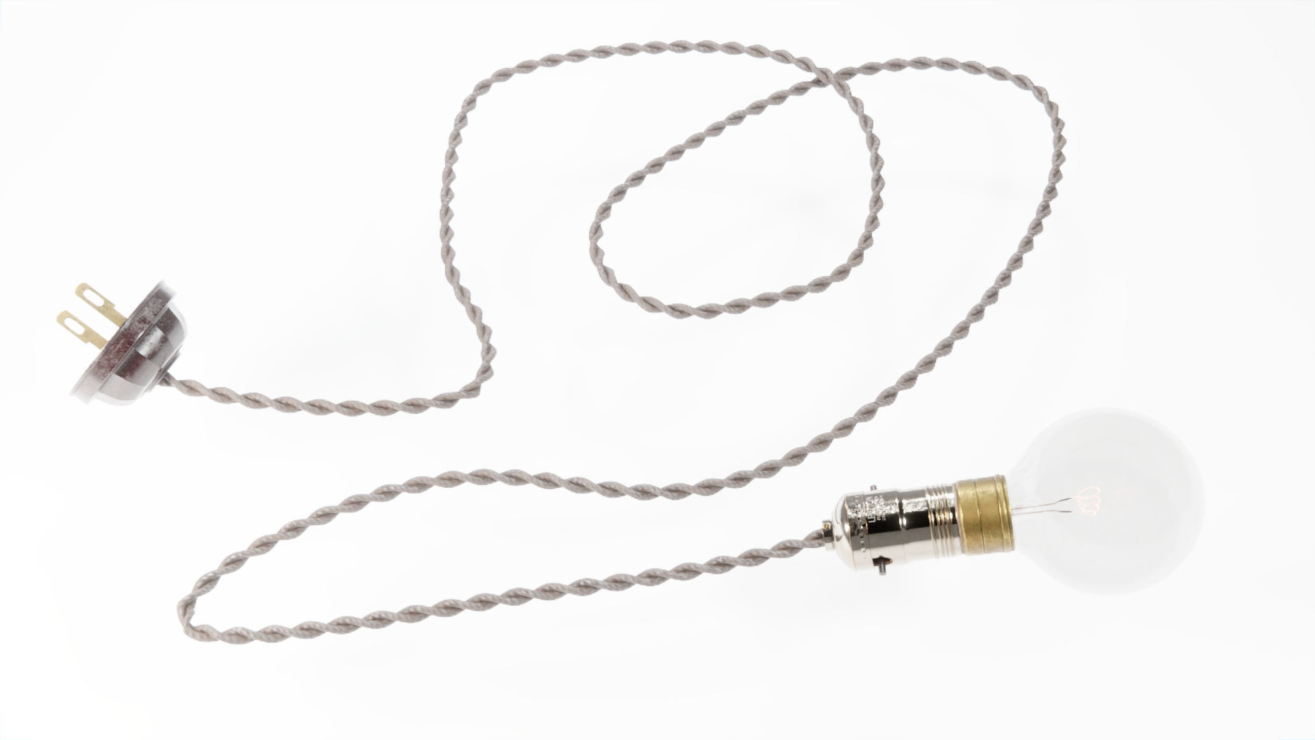 Old Nickeled Brass light bulb socket light bulb and power plug 3D model