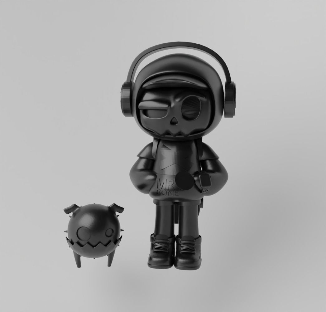 Mr Bone Skull Kid x Pupu Alien Fan Art Toy 3d Print free 3D model 3D