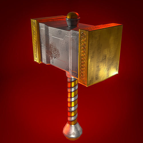 3D model GOLD HAMMER Game asset low poly VR / AR / lowpoly CGTrader