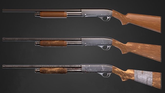 Shotgun Remington Model 31 in 3 types free VR / AR / low-poly 3D model