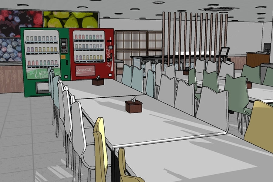 Inside the cafeteria 3D model CGTrader