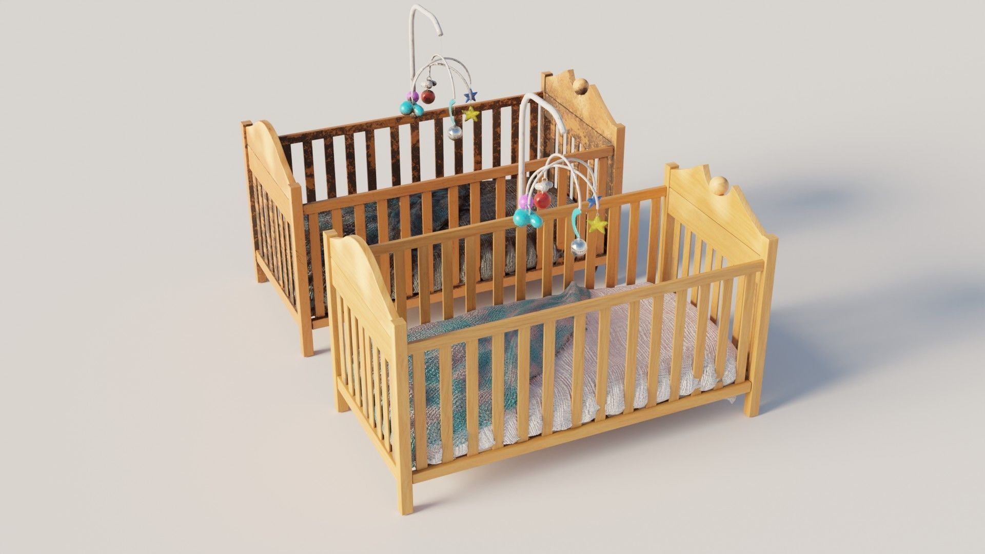 3D model Baby crib with clean and dirty 4k pbr textures VR / AR / low ...