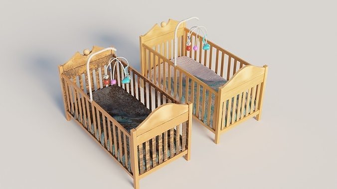 3D model Baby crib with clean and dirty 4k pbr textures VR / AR / low ...