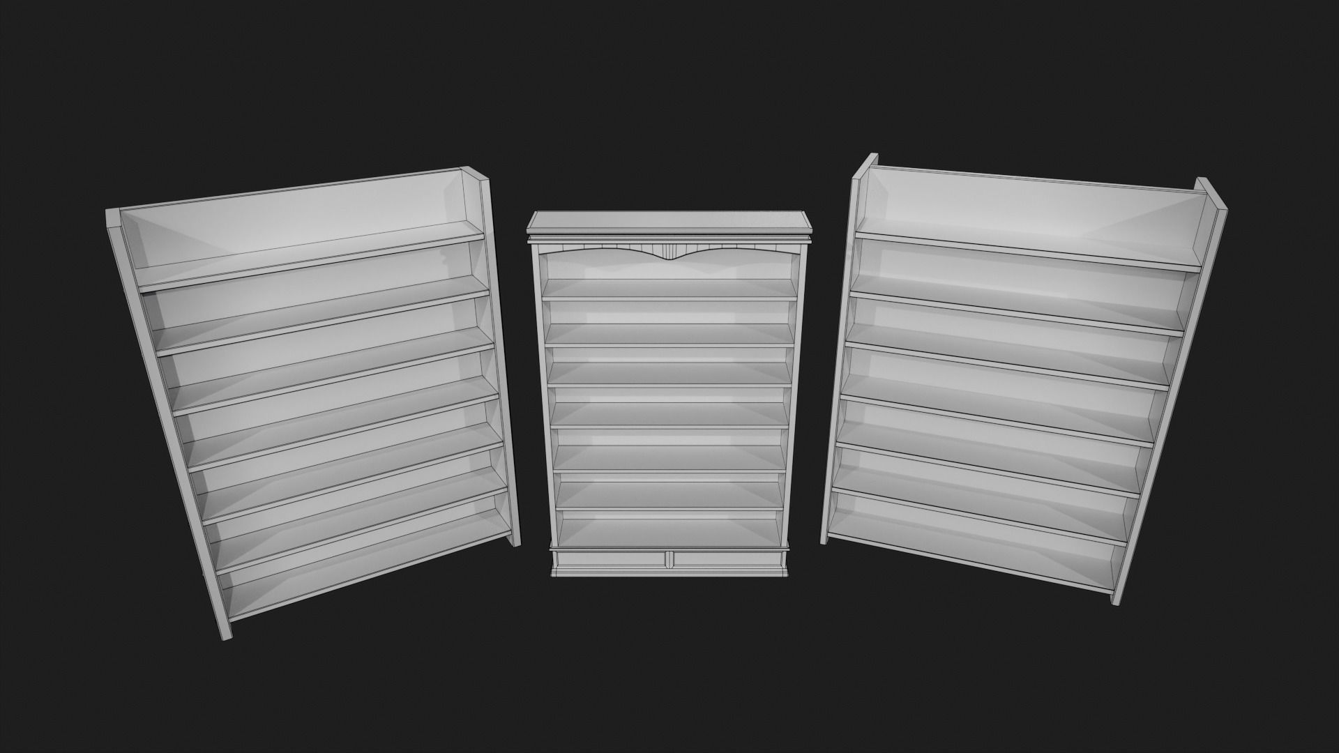 3D model Wooden Bookshelves VR / AR / lowpoly CGTrader