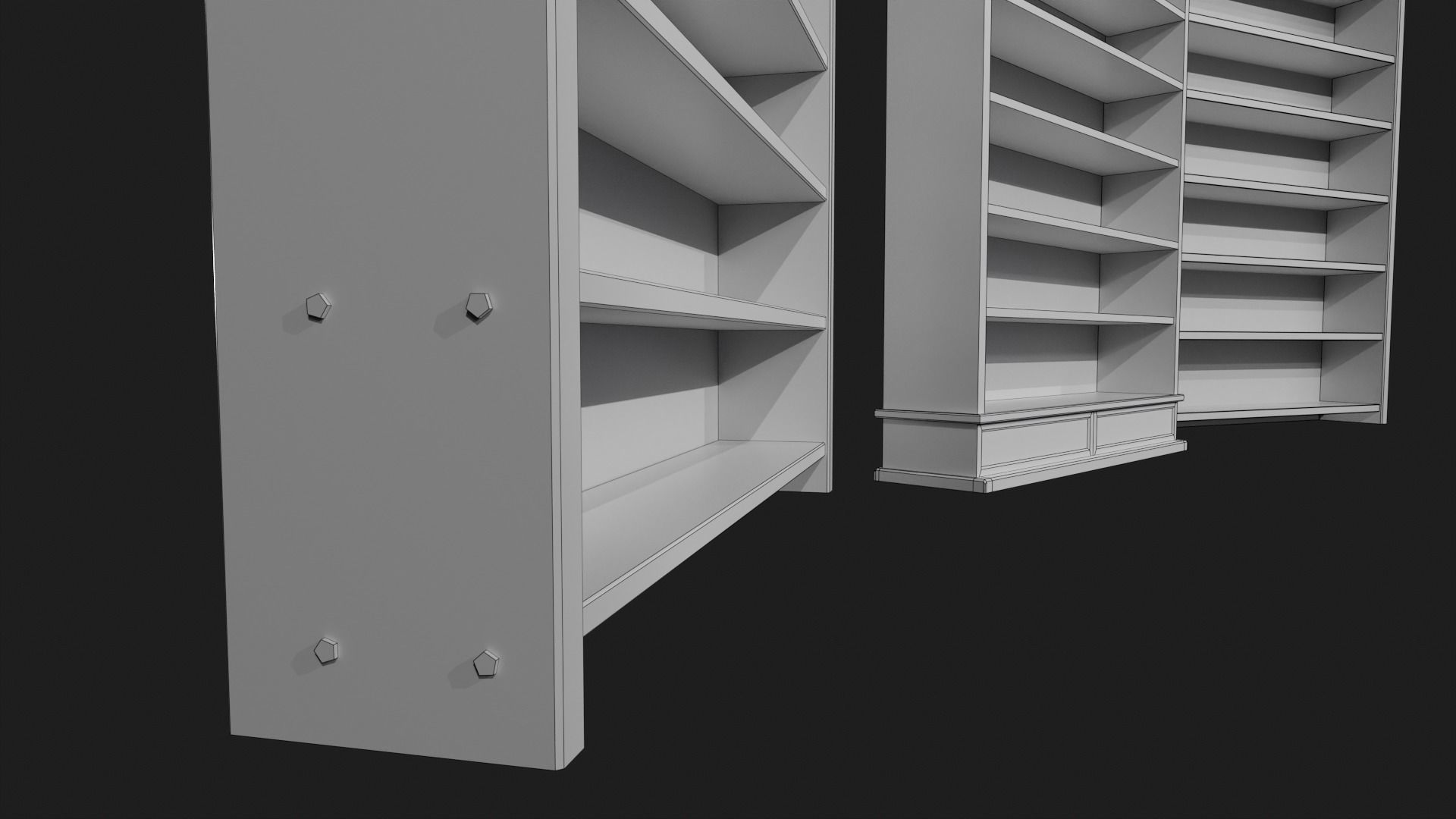 3D model Wooden Bookshelves VR / AR / lowpoly CGTrader