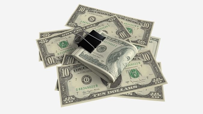 American dollars folded with clip 02