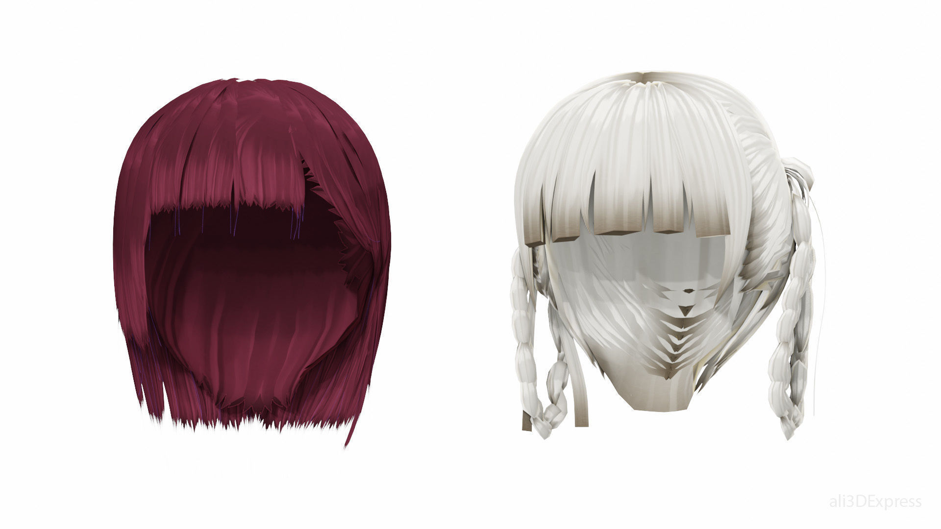 3D model Stylized Female Hairstyles Rigged 30 VR / AR / low-poly | CGTrader