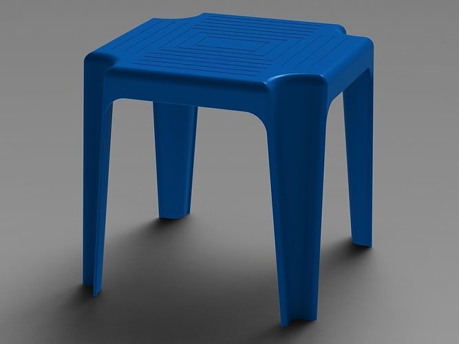 Blue Stackable Plastic Outdoor Side Table 3D model CGTrader
