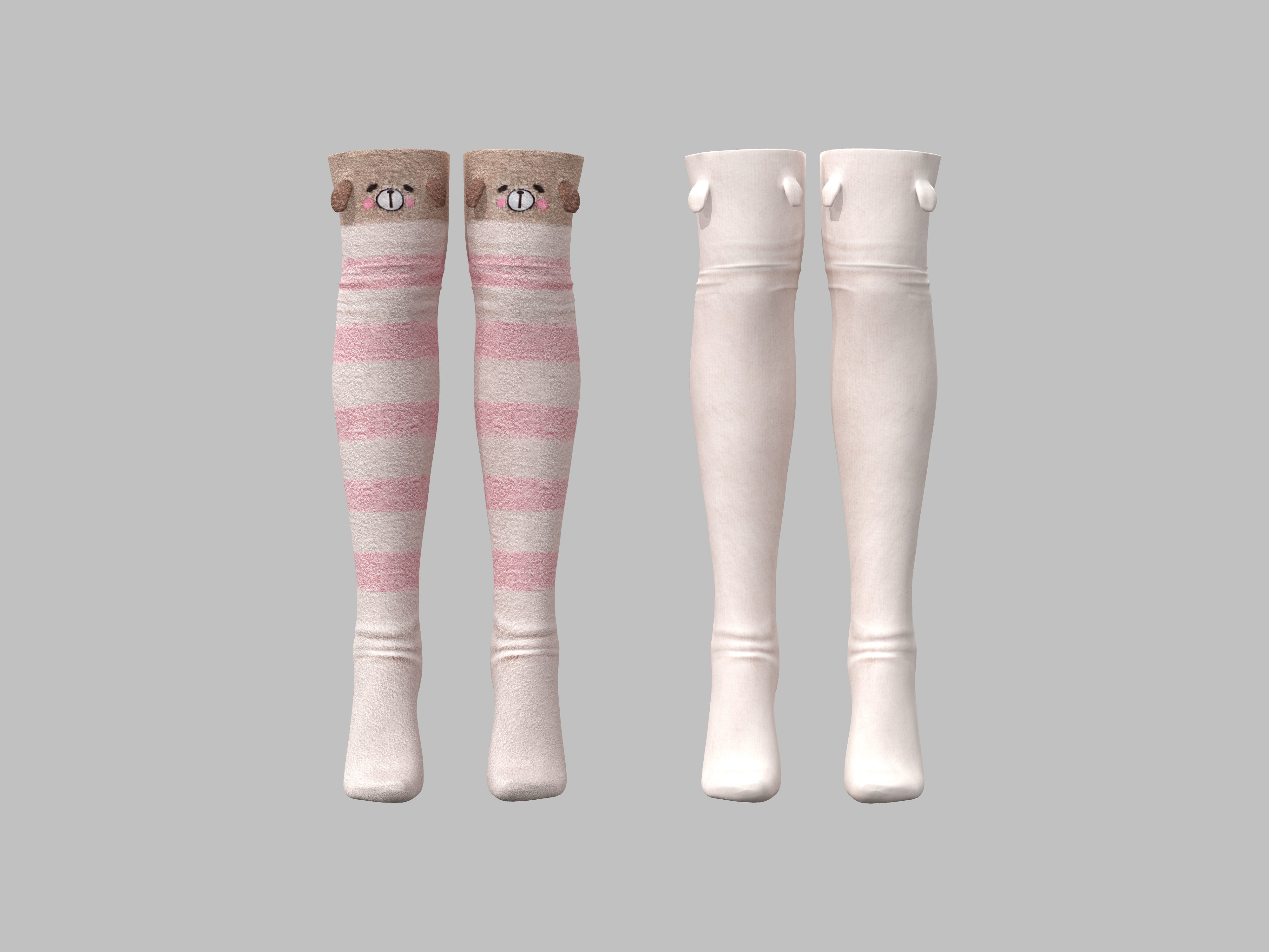 3D model Overknee Socks with Ears VR / AR / lowpoly CGTrader
