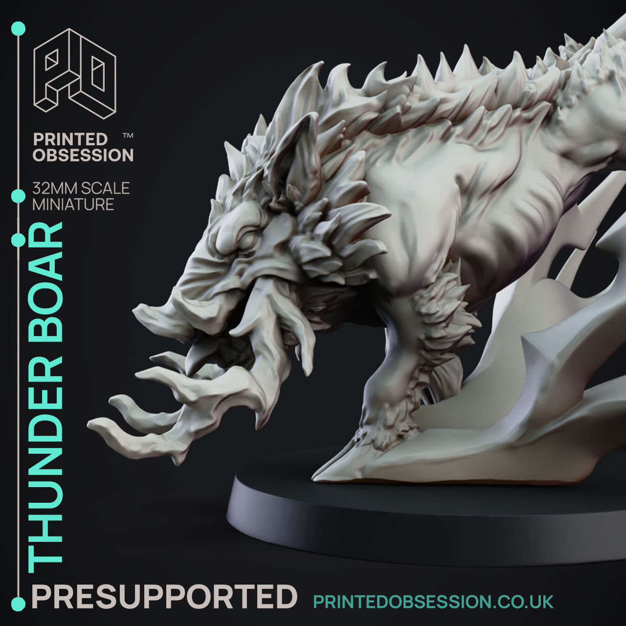 Thunder Boar - 3D Printable TTRPG - PRESUPPORTED - 32mm Scale 3D model ...