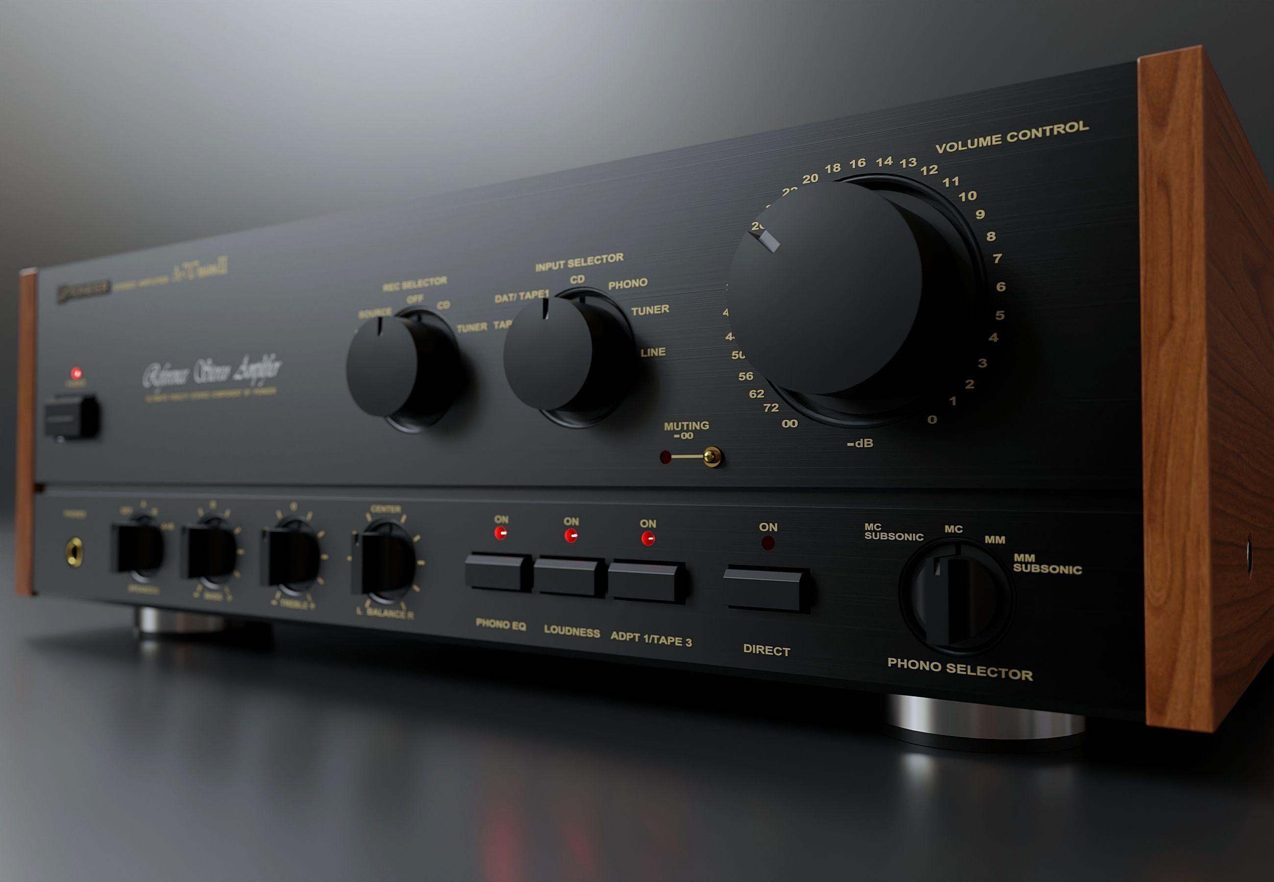 Vintage Pioneer Amplifier 1 3D model CGTrader