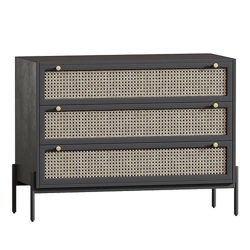 Black rattan chest of drawers 3D model CGTrader