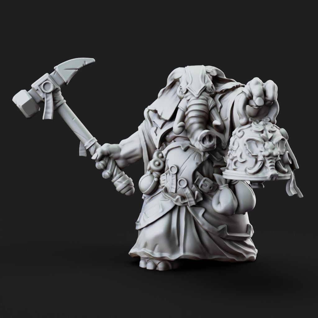 Loxodon Cleric - 3D Printable TTRPG - PRESUPPORTED - 32mm 3D model 3D ...