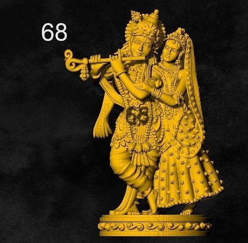 radha krishna idol locket pendent gold silver 3D model 3D printable