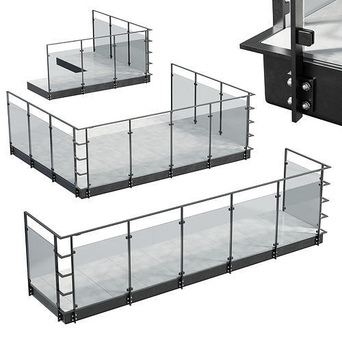 3D model Metal Balcony Metal Railing Set 001 VR / AR / low-poly | CGTrader