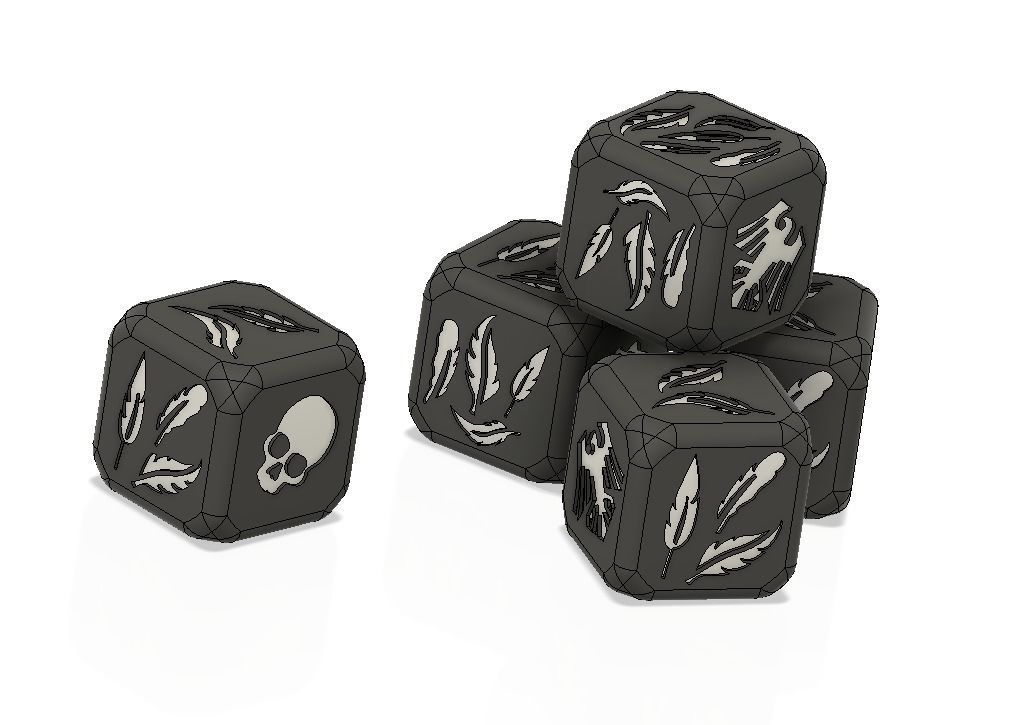 feathered dice D6 3D model 3D printable | CGTrader