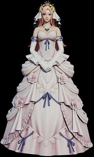 Cute and sexy female characters in wedding dress game characters 3D