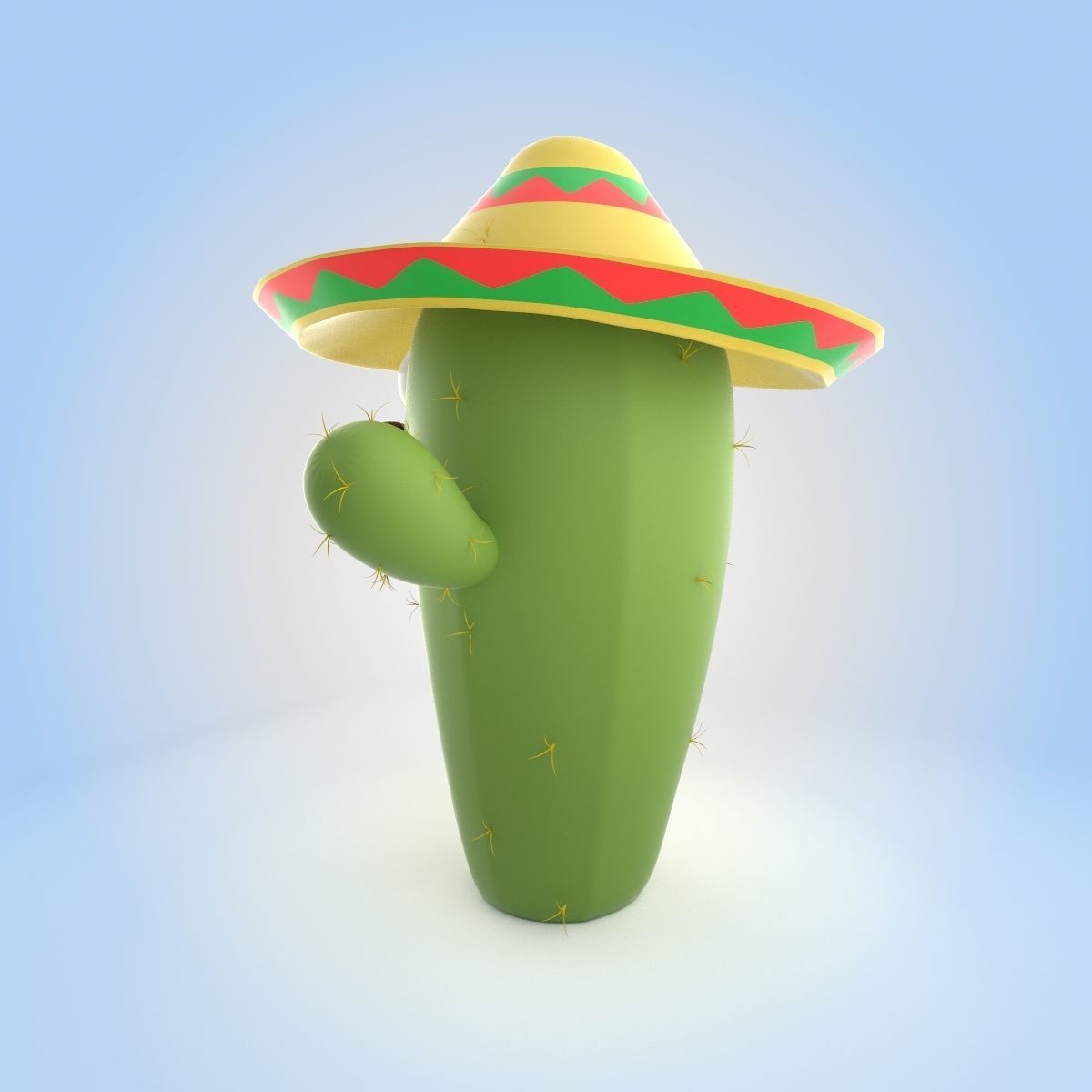 Cactus With Hat 3D model | CGTrader