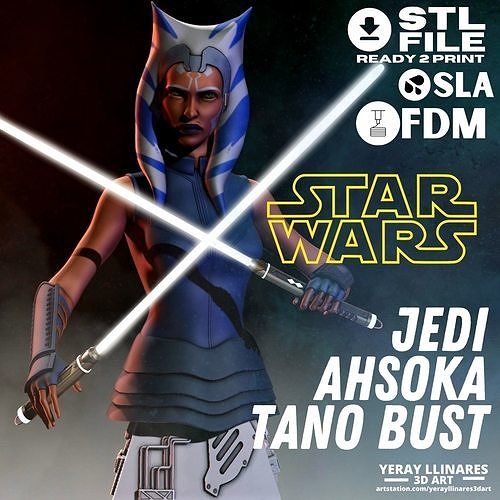 JEDI AHSOKA TANO STAR WARS BUST 3D model 3D printable CGTrader