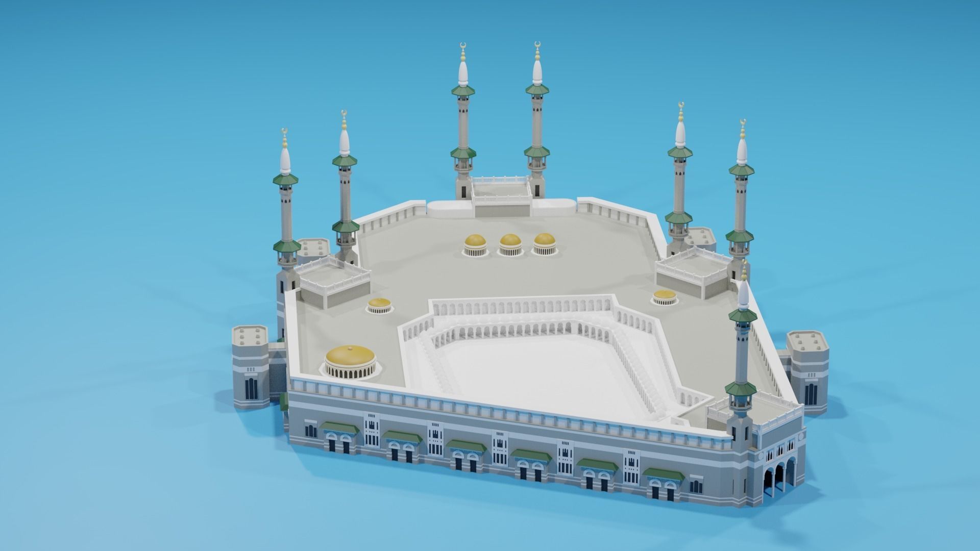 Cartoon Masjid AlHaram Mecca Saudi Arabia 3D model CGTrader