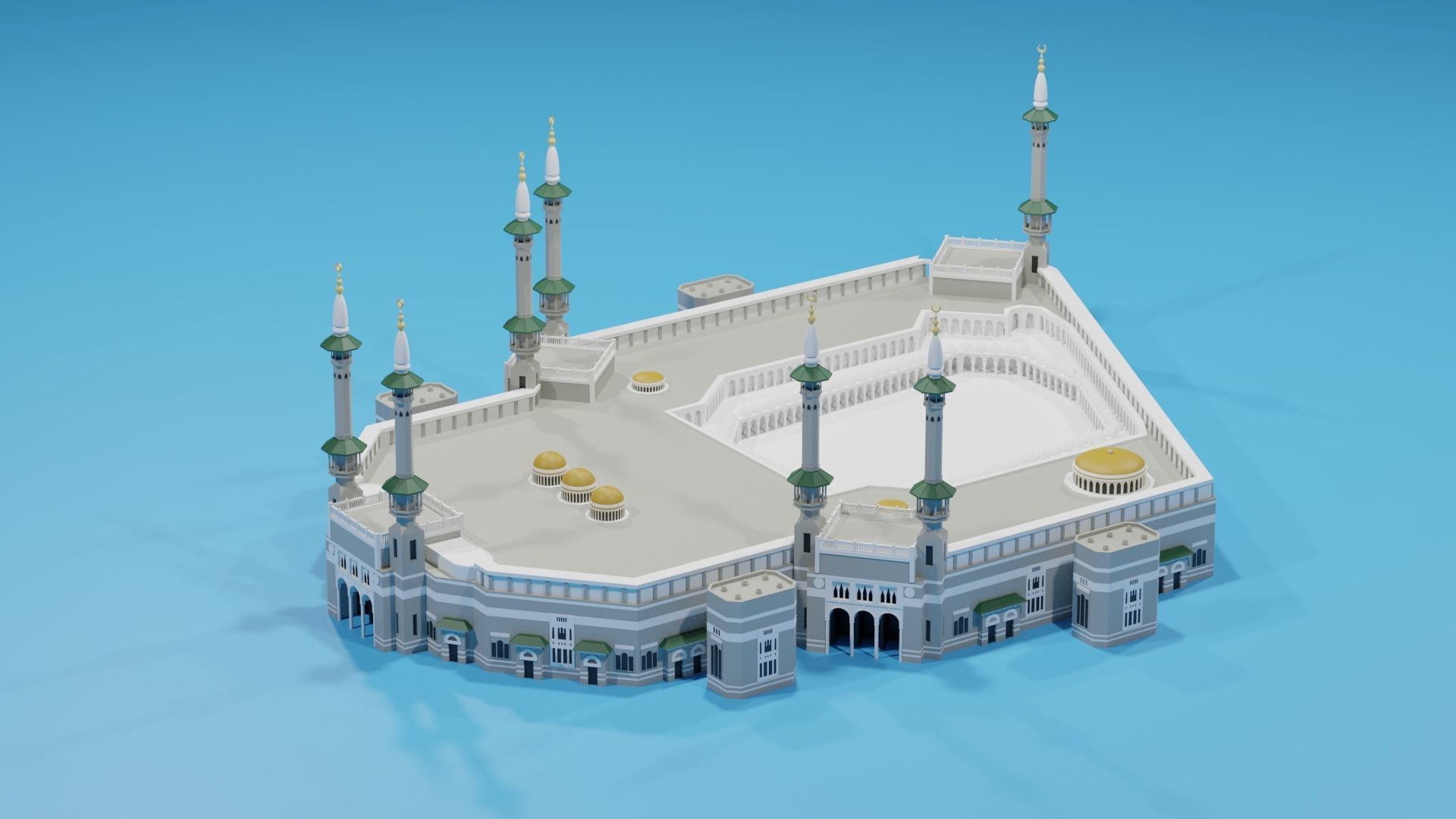 Cartoon Masjid AlHaram Mecca Saudi Arabia 3D model CGTrader