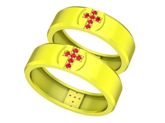 6223 Cross Diamond Wedding Ring 3D model 3D printable CGTrader