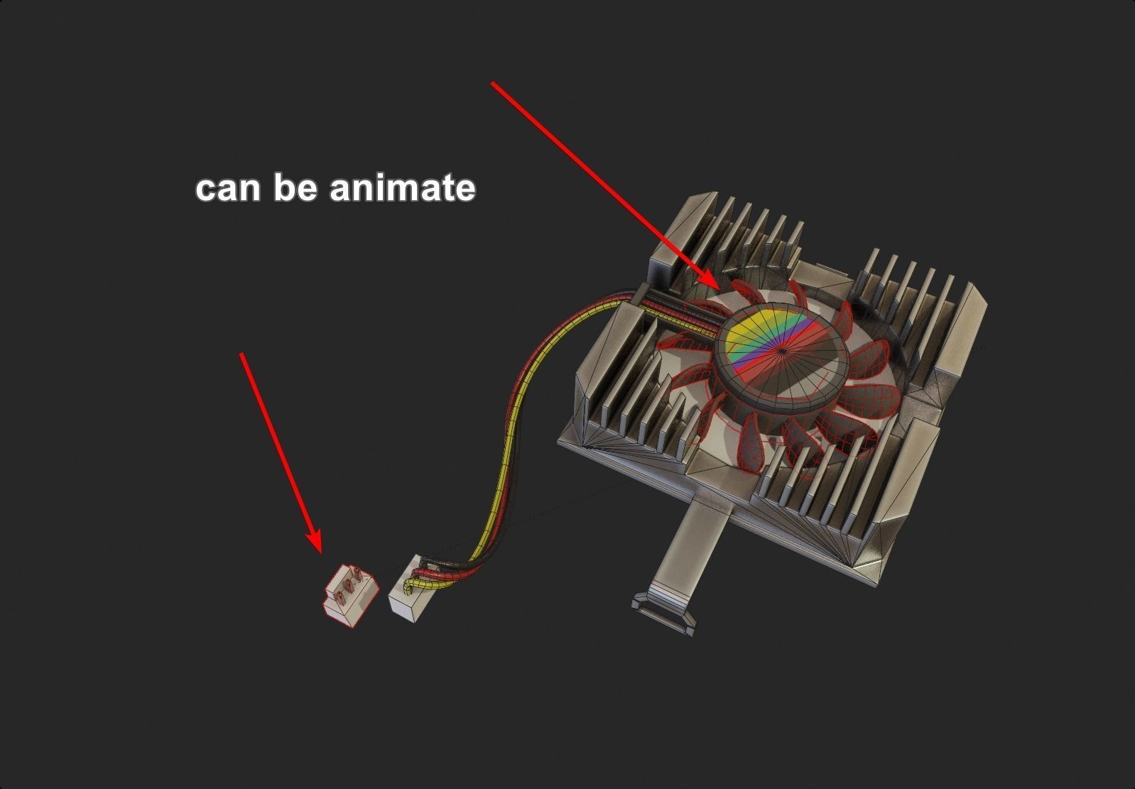 3D model cpu cooler retro vintage simple computer fan cooler lowpoly VR ...