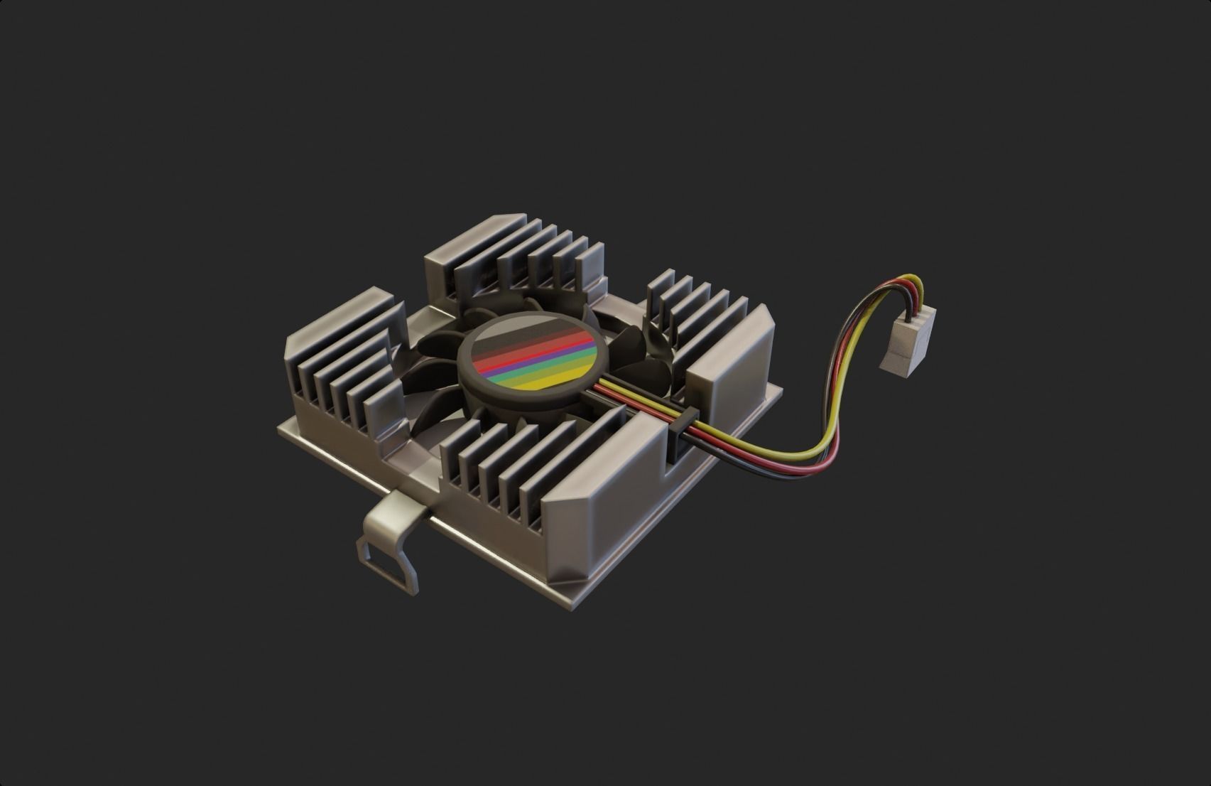 3D model cpu cooler retro vintage simple computer fan cooler lowpoly VR ...