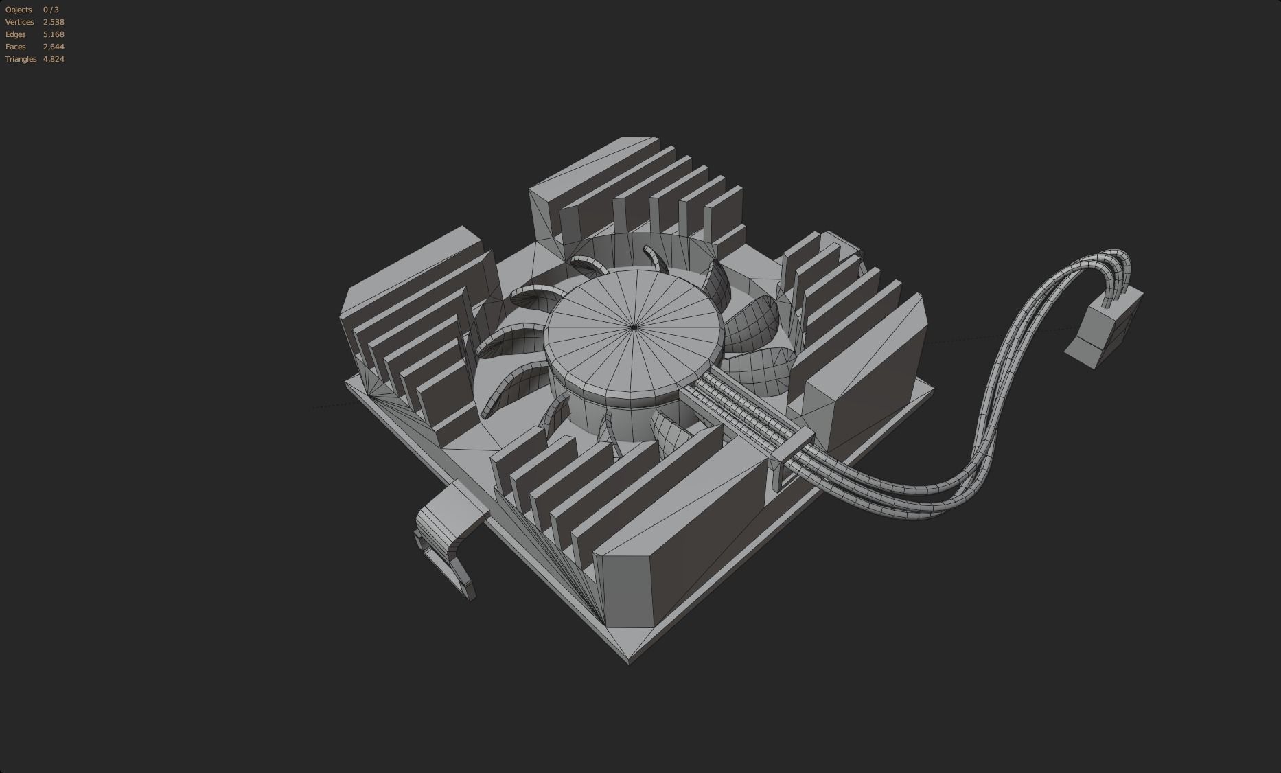 3D model cpu cooler retro vintage simple computer fan cooler lowpoly VR ...