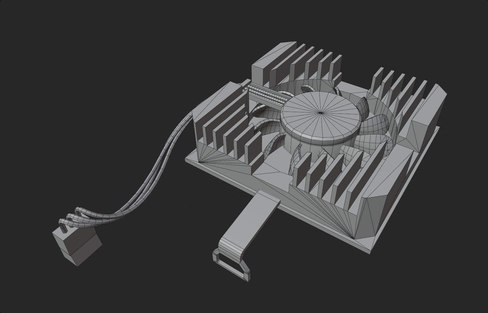 3D model cpu cooler retro vintage simple computer fan cooler lowpoly VR ...