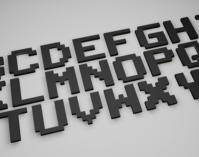 PublicPixel Text Font 3D Printing STL Collection 3D model 3D printable ...