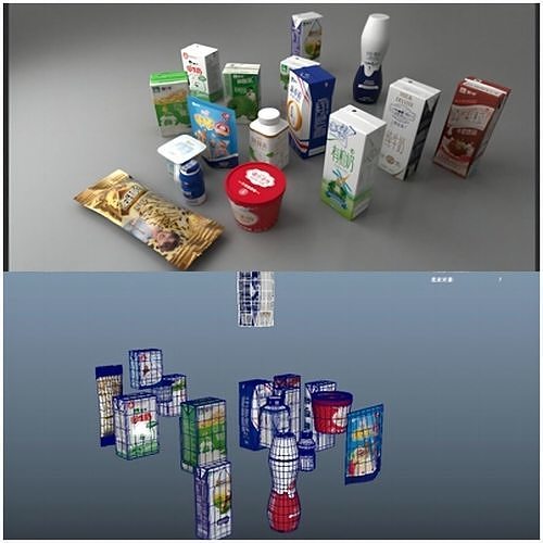 Mengniu series milk bottle ice cream yogurt 3D model CGTrader