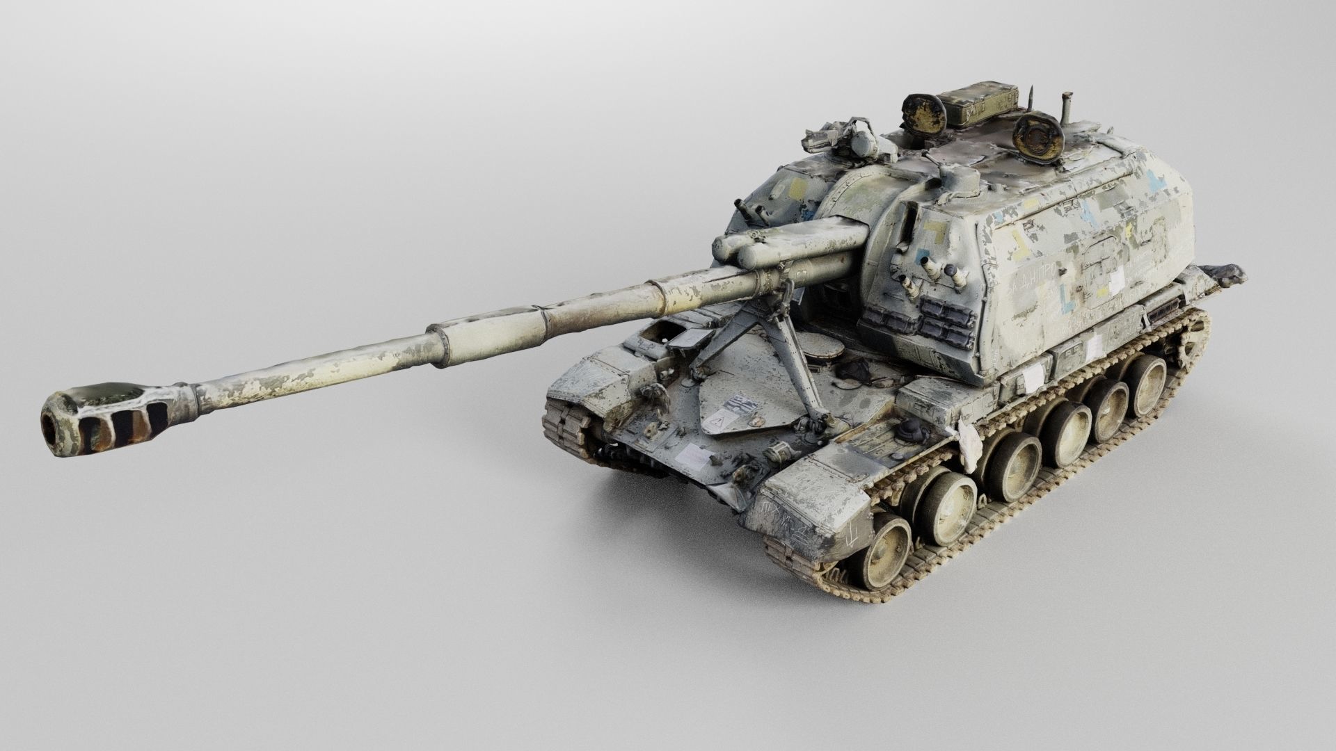 Destroyed 2S19 Msta 152 mm self-propelled howitzer M1990 3D model ...