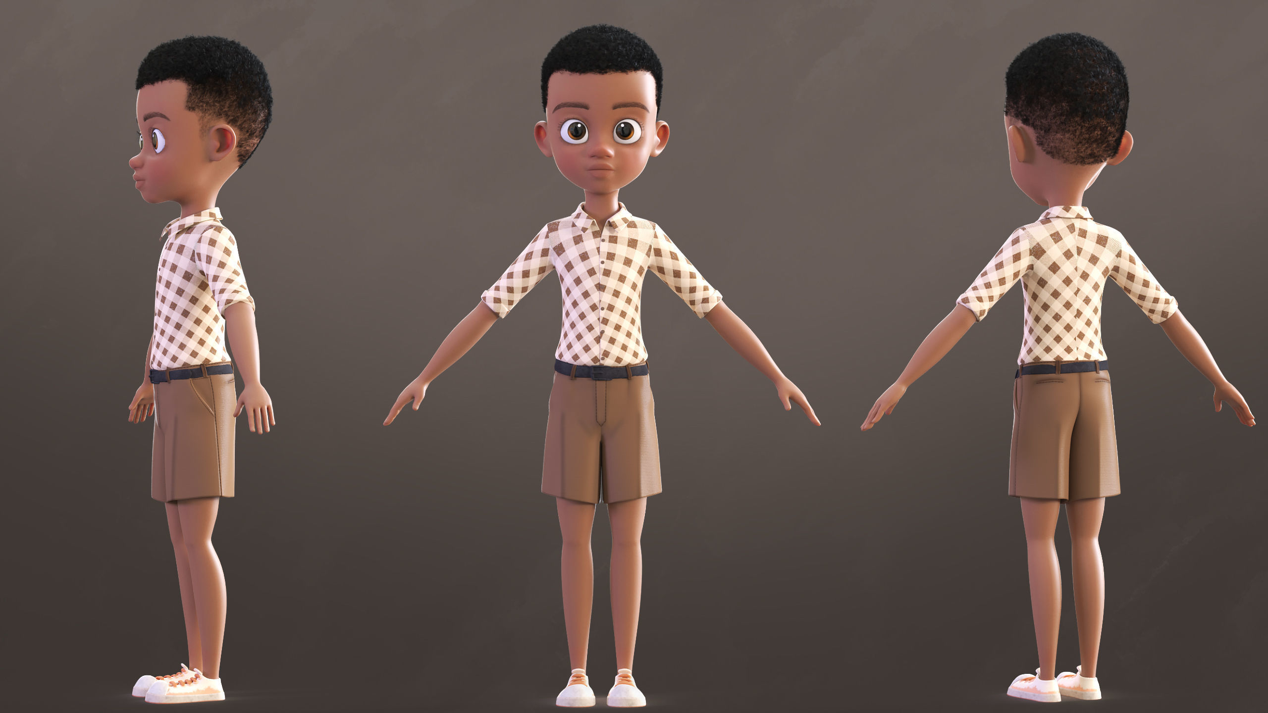 Cartoon Afro Boy 2 - Toon Rigged Child Character Maya 3D model rigged ...