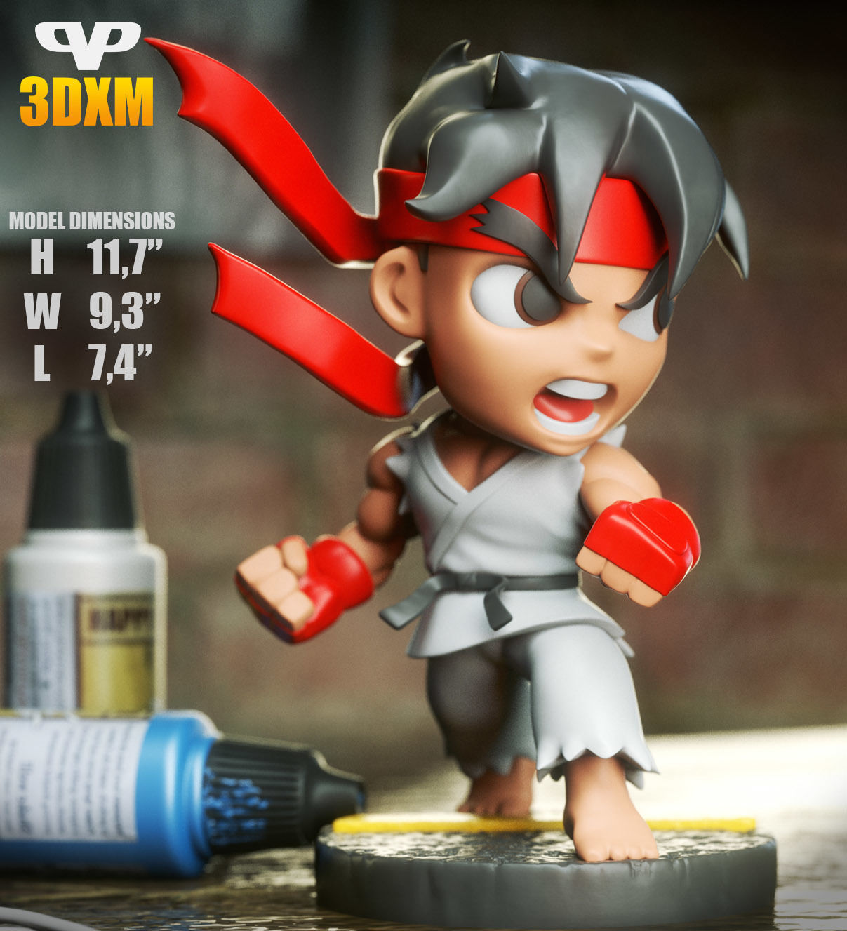 Ryu Chibi STL for 3D Printing 3DXM ChibiSTL 3D model 3D printable ...