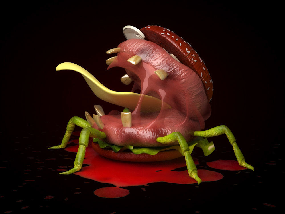burgers Halloween blood Burger Monster scary Burger 3D model CGTrader
