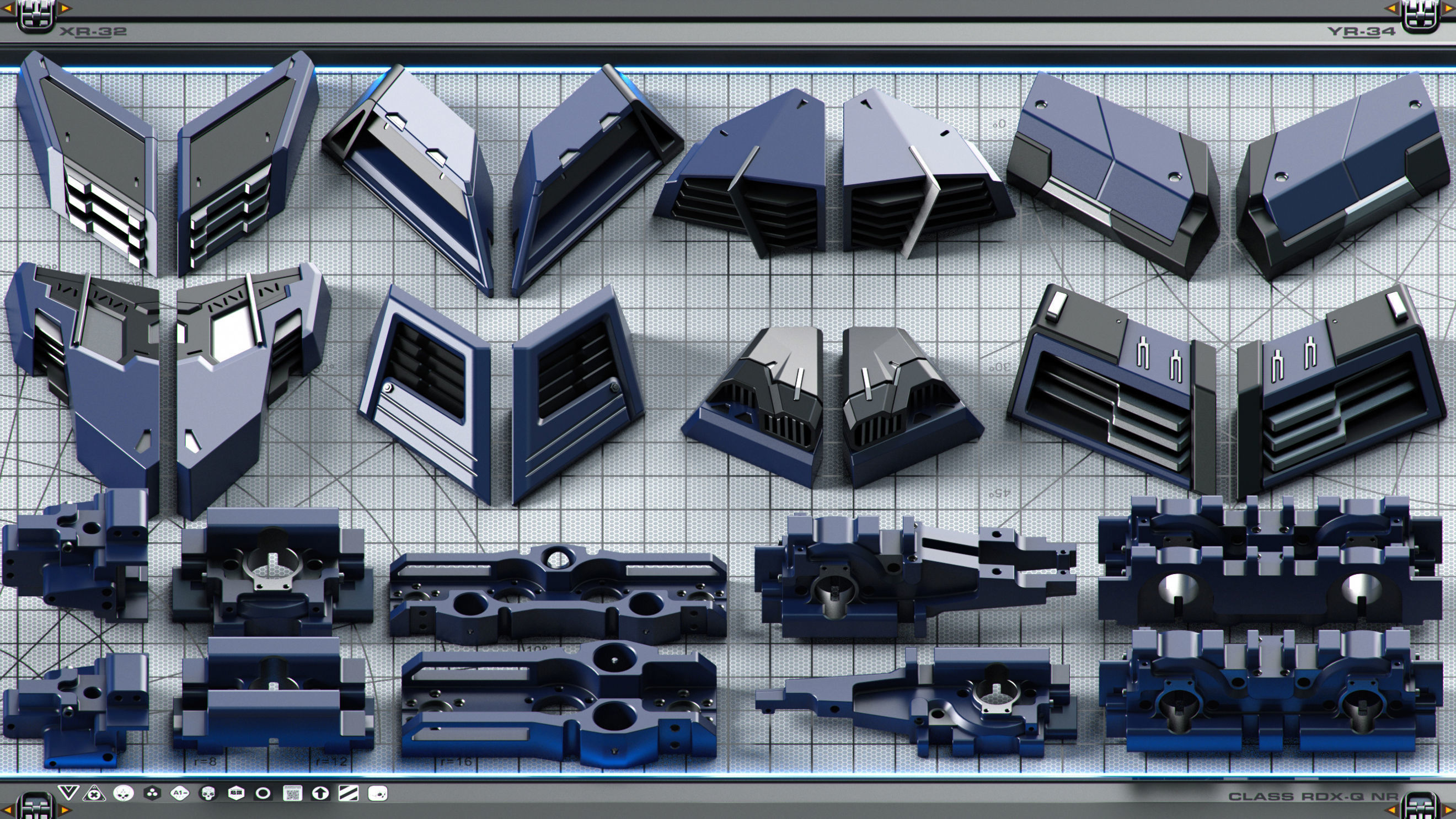 Sci-Fi Hard Surface SPACESHIP KITBASH 350 DETAILS 3D model | CGTrader