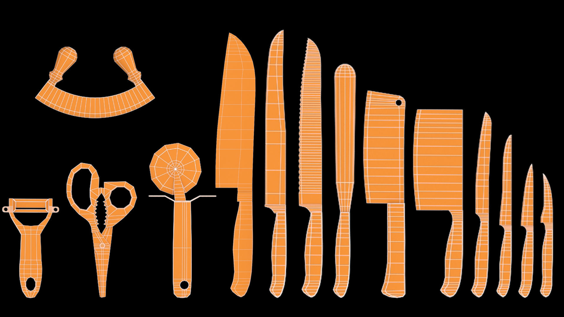 3D model Kitchen Cutter Set Base Mesh VR / AR / lowpoly CGTrader