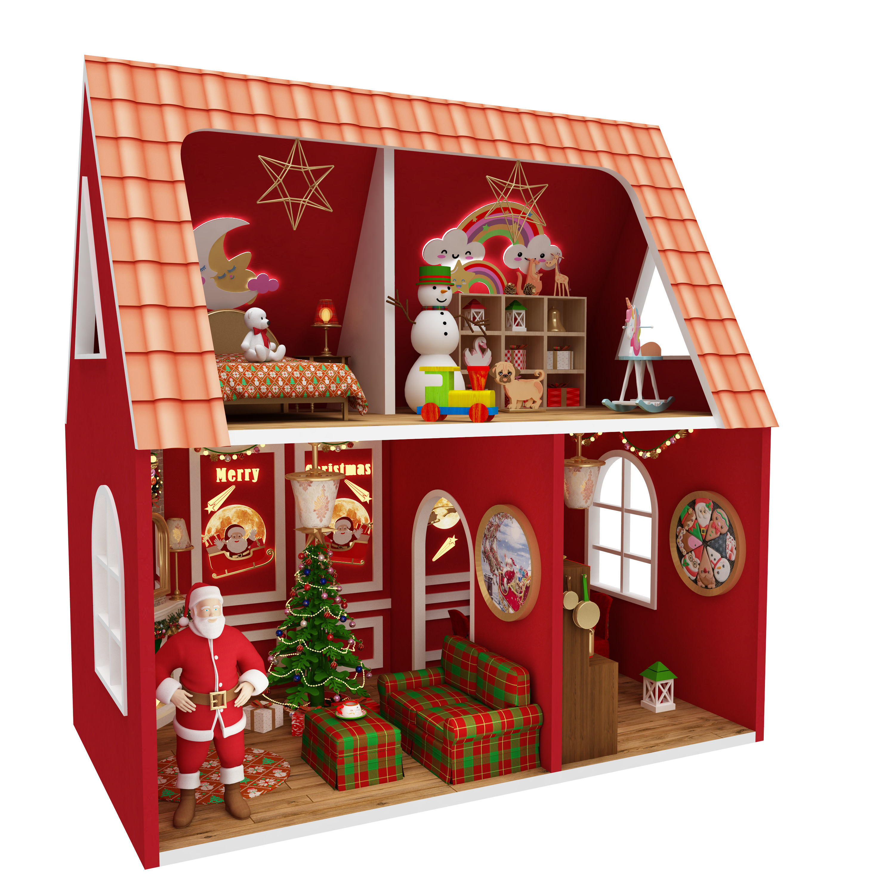 santa claus miniature house dollhouse printable 3D model 3D printable ...
