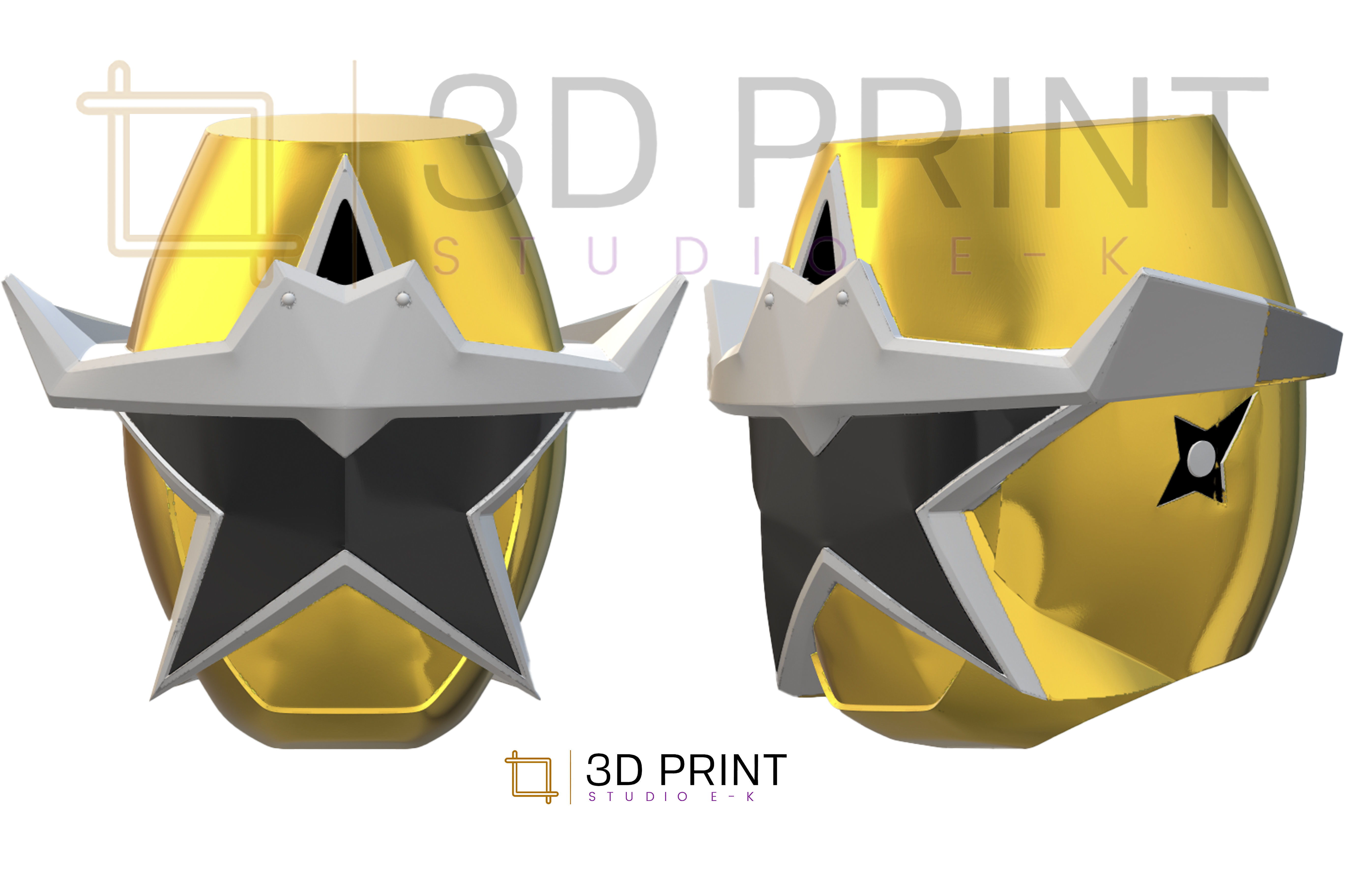 Power Rangers Ninja Steel Gold Ranger helmet 3D model 3D printable