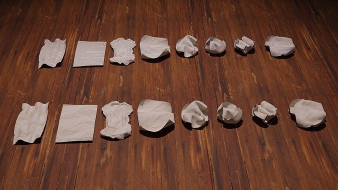 3D model Paper with texture in 8 different variants VR / AR / low-poly ...