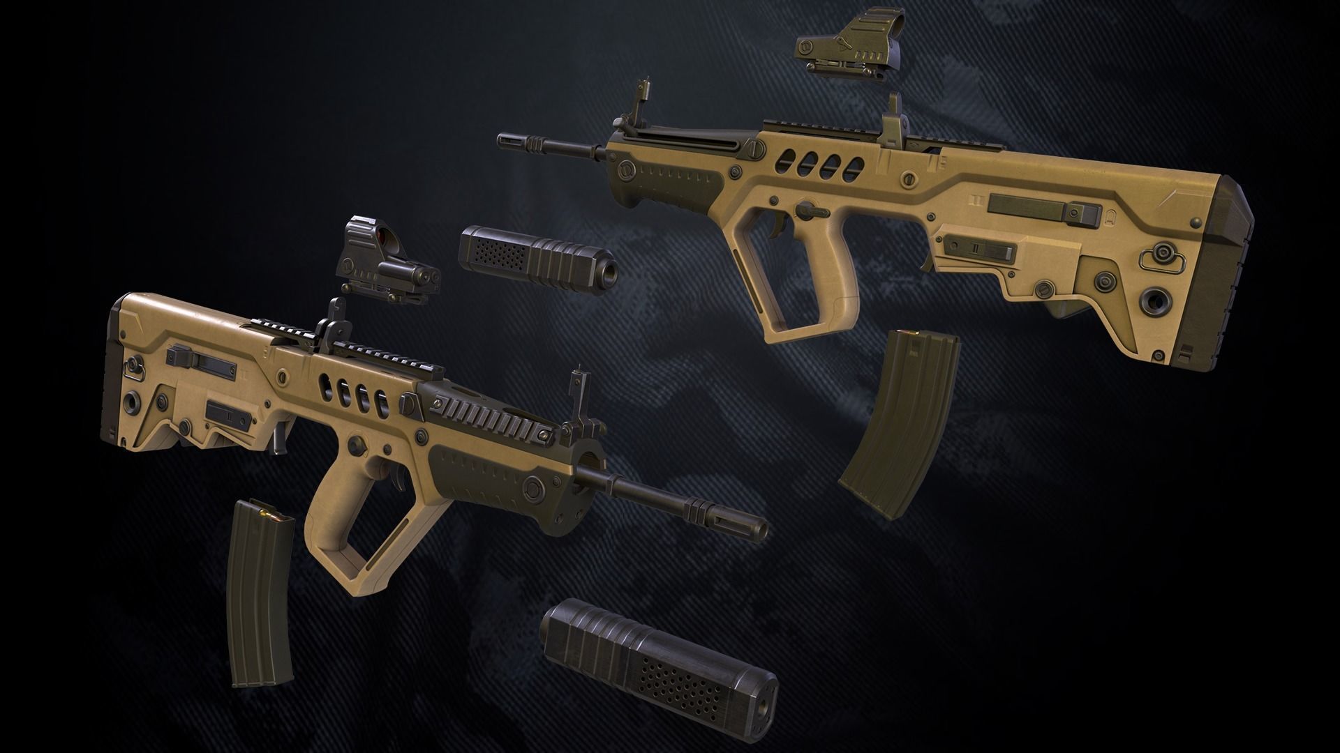 3D model TAR21 Assault Rifle With Hands And Weapon Case VR / AR / low ...