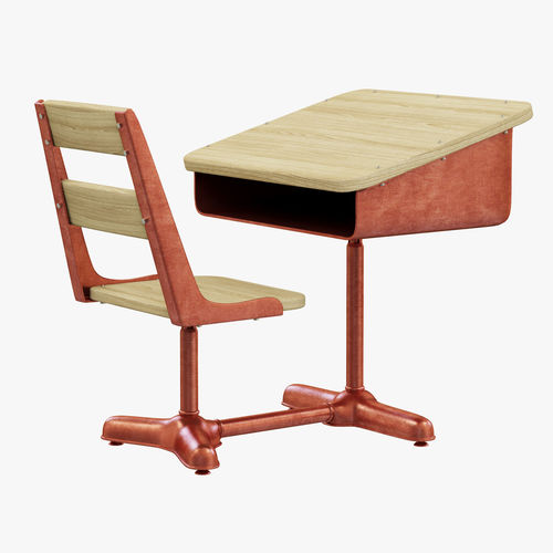 restoration hardware vintage schoolhouse desk and chair 3d model max
